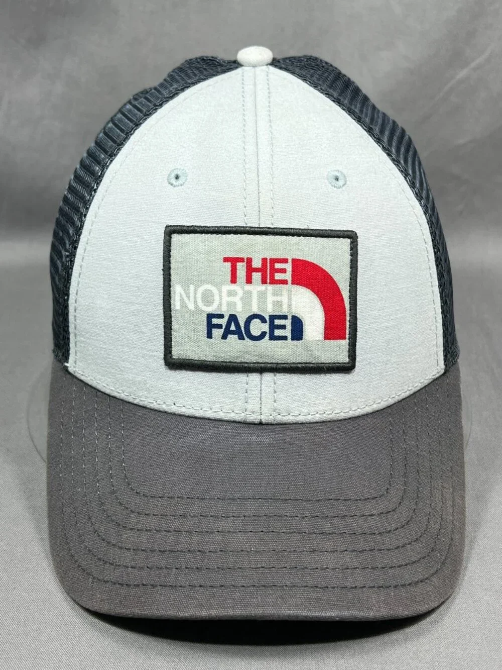 North Face Mudder Snapback Hat Cap Gray Hiking Outdoor Trucker Mesh Patch Mens - Picture 2 of 16